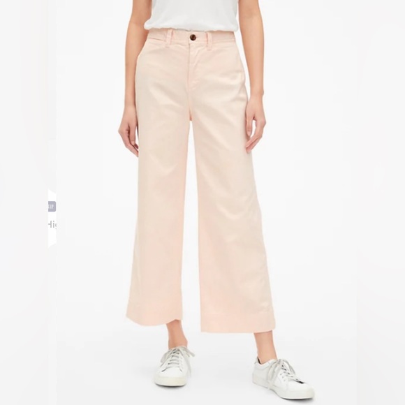 GAP Denim - Gap High rise Wide leg Crop light pink jeans